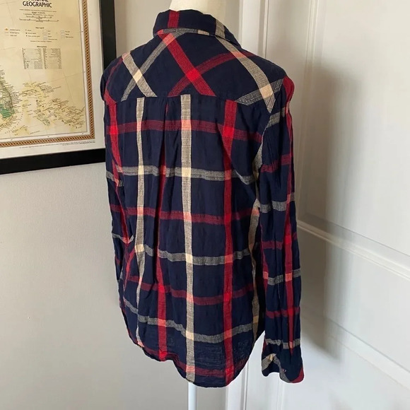 Skies Are Blue Lawler Plaid Navy and Red Long Sleeve Shirt - Picture 6 of 12